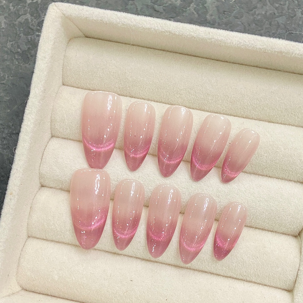 Nail Art Fake - 手作りアーモンドプレス爪シンプルなグラデーション Reusbale フェイクネイル人工アクリルネイルのヒントアートマニキュア望ましい生活ストア