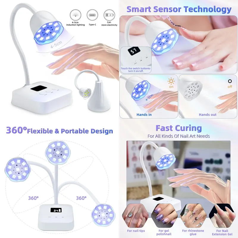 Uv Led Lamp Nail - ワイヤレスネイルランプ LED UV タイマー付き 9ビーズ 27W