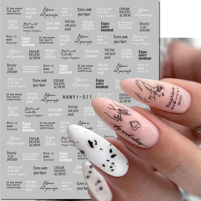 Nail Art Valentines Day - 3d ネイルアートデカールバレンタインデーの手紙幾何学ライン顔粘着スライダーネイルステッカー装飾ネイルのヒント美容