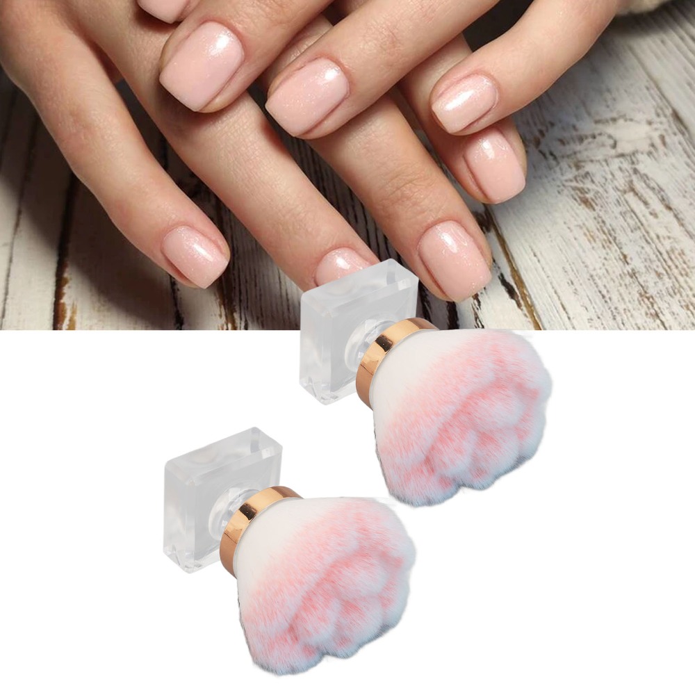 Nail Art Pink Soft - 2個入り ピンク ソフト毛 ネイルダスト除去ブラシ ピンクローズ 快適ハンドル