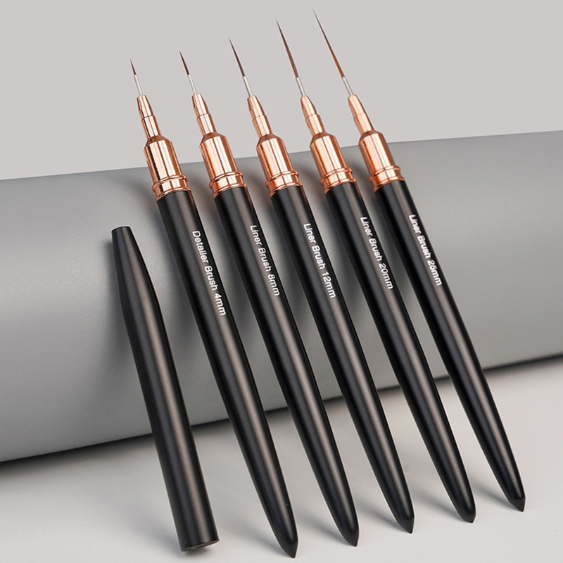 Nail Art Brush Set - # 5 ピース/セットプロフェッショナルネイルアートライナーブラシ、ストライピングペイントデザイン用、ジェルライナーネイルアートブラシ、爪用 7/9/11/15/20 ミリメートル。