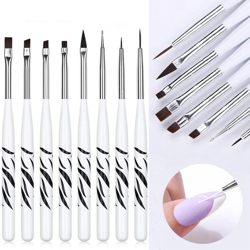 Nail Art Brush Set - ネイルアートブラシ オンブレブラシ UVジェルネイルポリッシュブラシ ペイント 描画 彫刻ペンセット