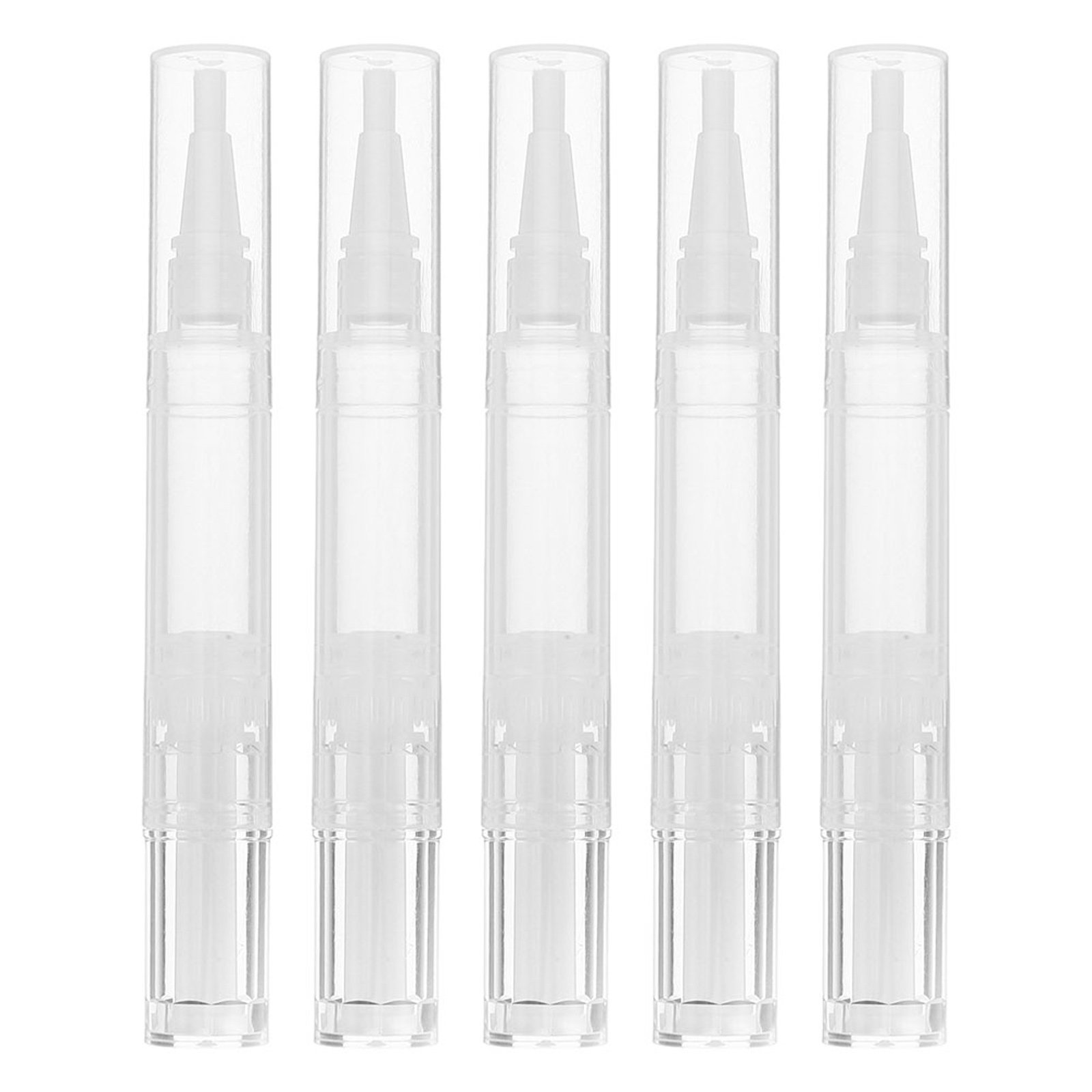 Cuticle Oil Pen - 5個入りネイルオイル詰め替えペン 透明ツイスト式 多機能メイクブラシチューブ キューティクルセラム容器 ネイル栄養オイル