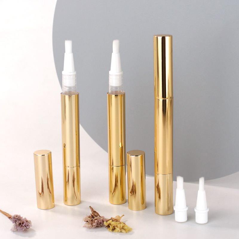 Cuticle Oil Pen - 空のマニキュアペン,ブラシ,ゴールドのツイストペン,キューティクルオイルペン,化粧品容器,リップチューブ,3ml