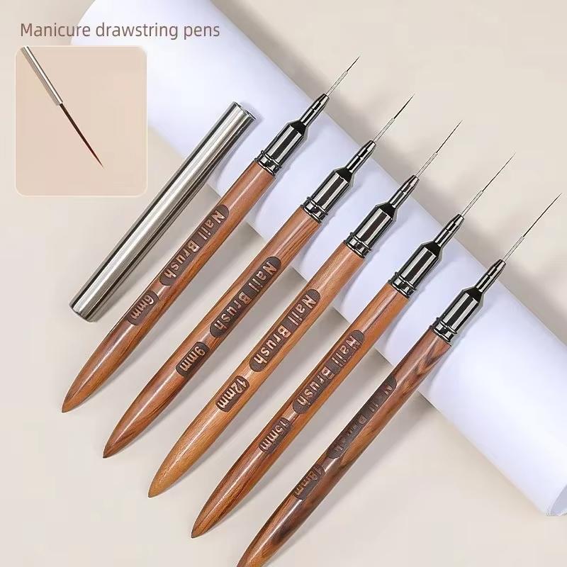 木製ハンドルネイルアートブラシセット 1/4/5 個ライナー - Nail Art Brush Set のレビューと価格