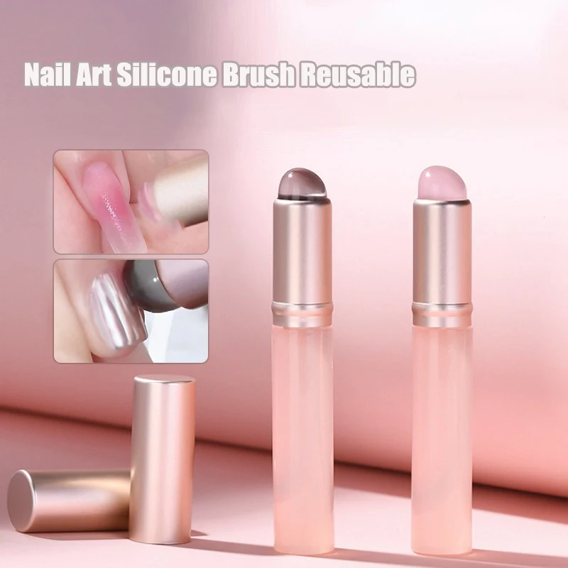 ゼリーピンクネイルアートシリコンブラシ再利用可能なミラーパウ - Nail Art Pink Soft のレビューと価格