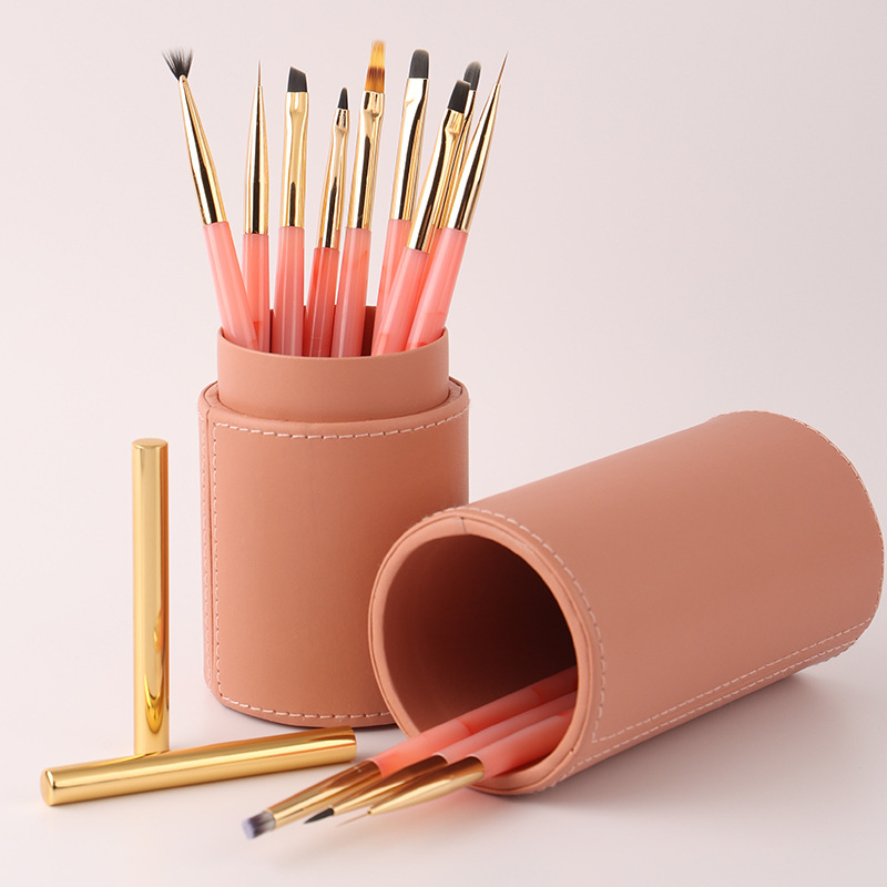 12本入りピンク翡翠象嵌ハンドルネイルアートブラシセット、ソ - Nail Art Pink Soft のレビューと価格