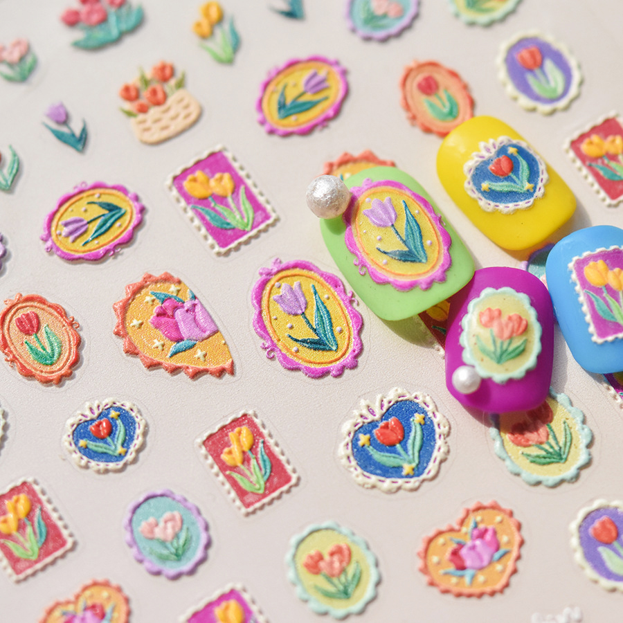 1 ピース 5D カラーピンクパープルチューリップネイルアー - Nail Art Pink Soft のレビューと価格