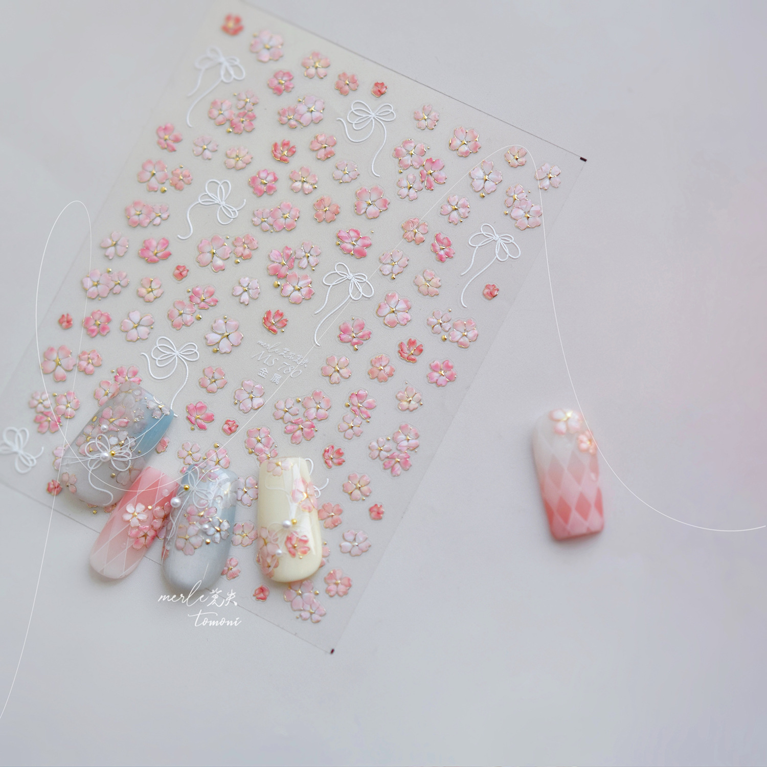 桜ピンクの花さくら春 5D ネイルアートステッカーゴールドス - Nail Art Pink Soft のレビューと価格