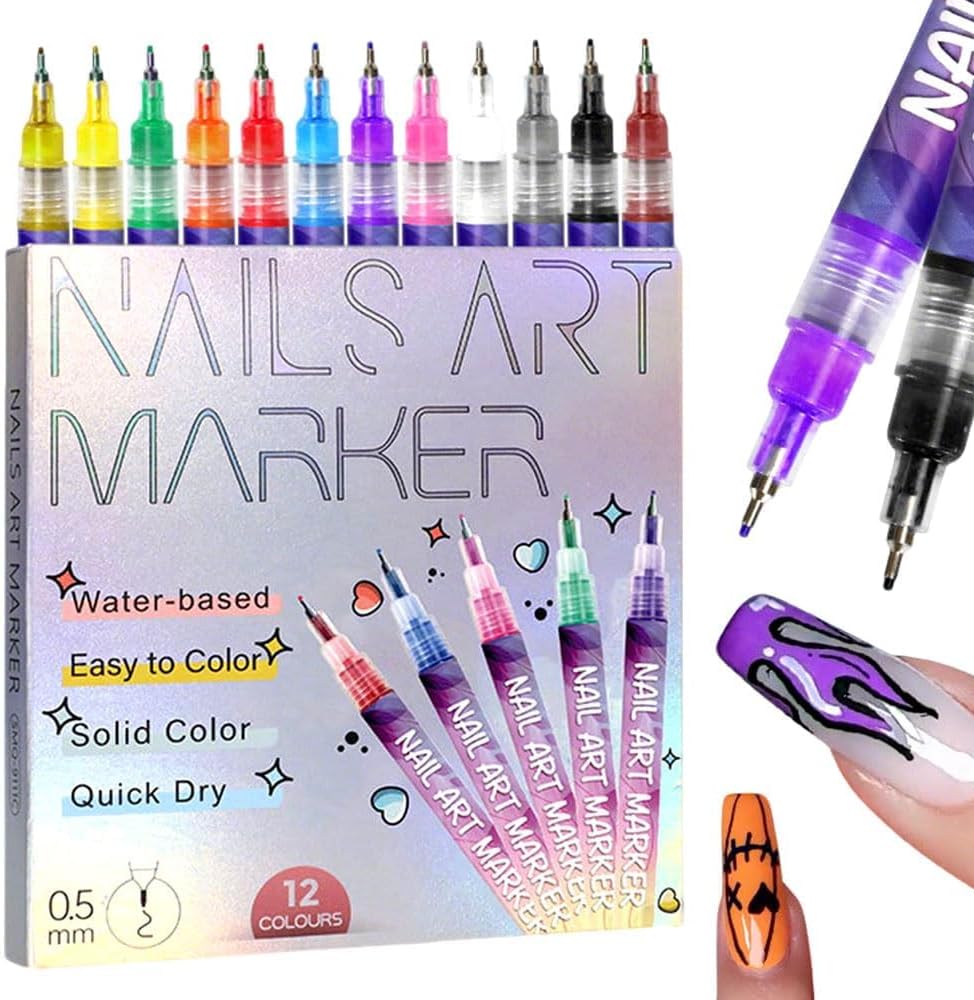 12色ネイルアートペンセット、ネイルアートマーカー、3Dペイ - Nail Art Brush Set のレビューと価格