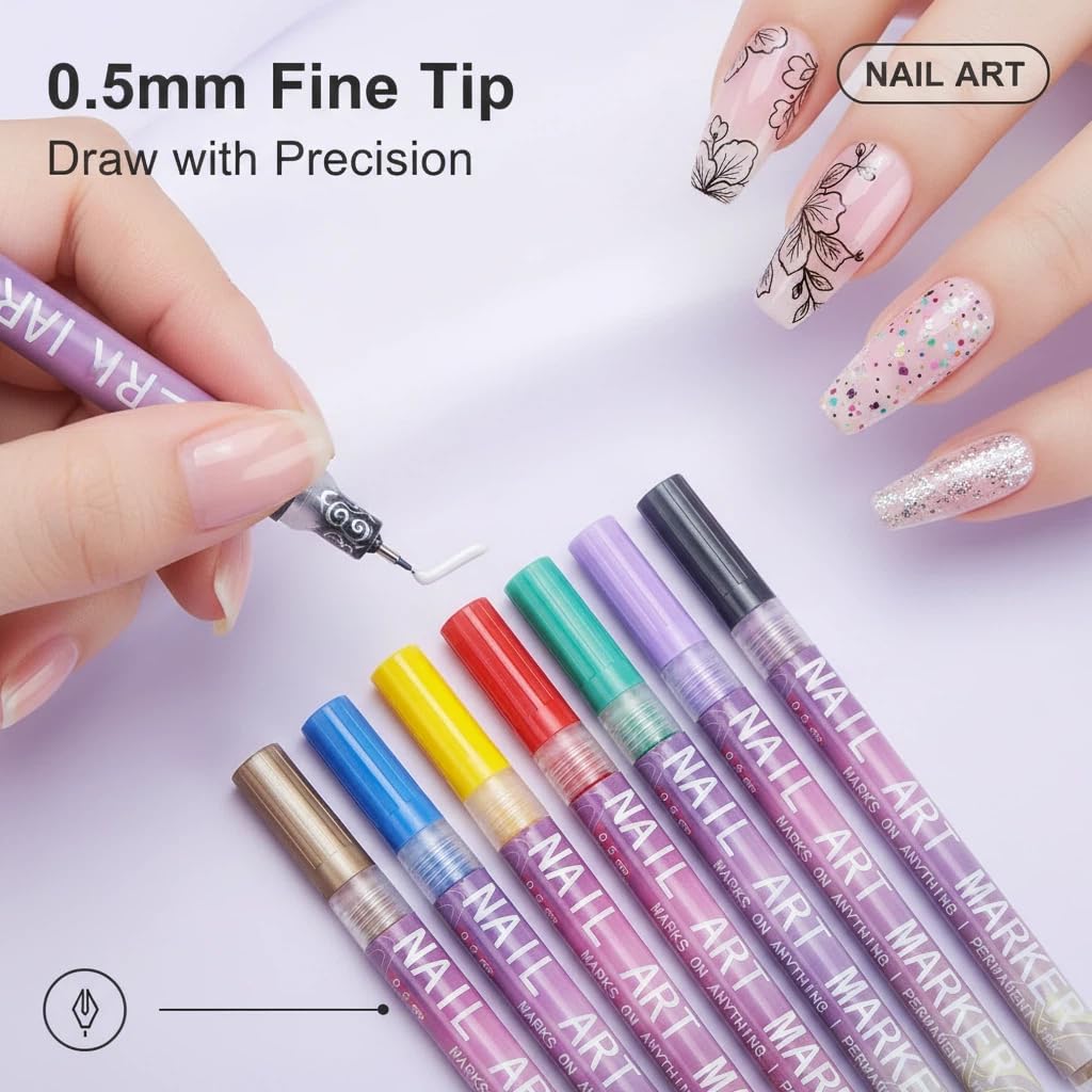 12色ネイルアートペンセット、ネイルアートマーカー、3Dペイ - Nail Art Brush Set のレビューと価格