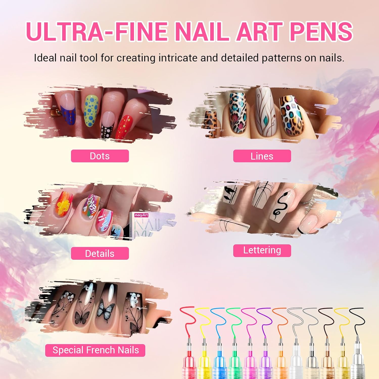 12色ネイルアートペンセット、ネイルアートマーカー、3Dペイ - Nail Art Brush Set のレビューと価格