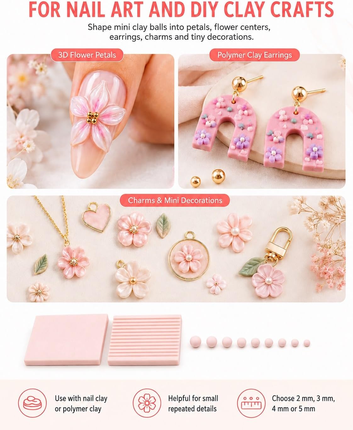 4個入り 3Dプリントクレイジェルボールメーカーツール、3D - Nail Art Flower のレビューと価格