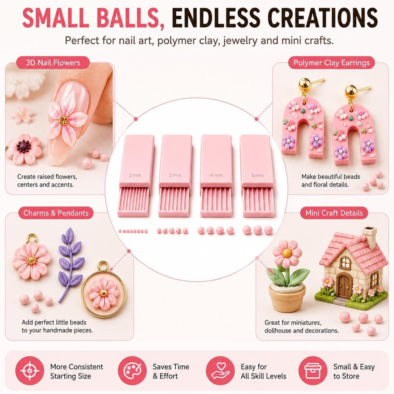 4個入り 3Dプリントクレイジェルボールメーカーツール、3D - Nail Art Flower のレビューと価格