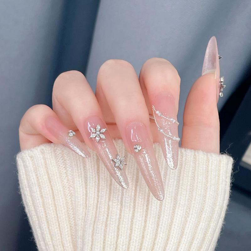 5 個スノーフレークフラワージルコンパールクリスタルラインス - Nail Art Flower のレビューと価格