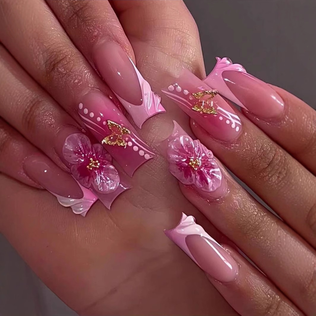 24枚入りウェアラブルスクエアプレスオンネイルサマースウィー - Nail Art Flower のレビューと価格