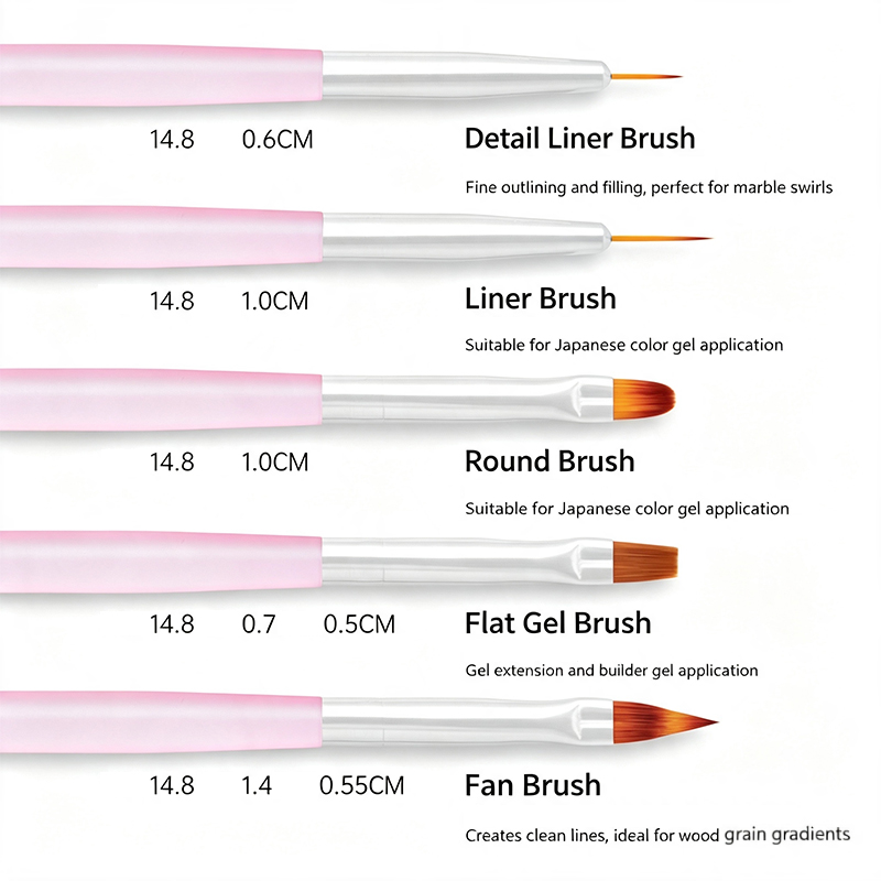 5本セット ピンク透明ネイルアートブラシ 多機能チップ ソフ - Nail Art Pink Soft のレビューと価格