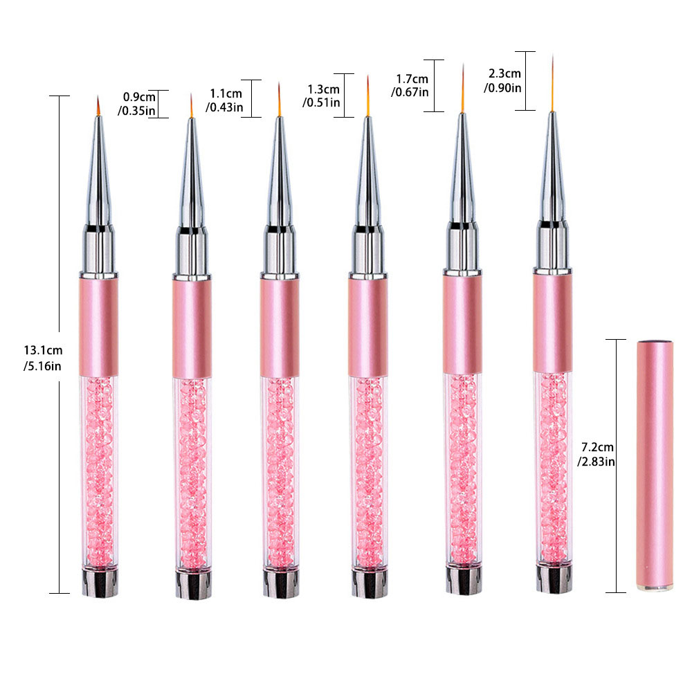 6本セット アクリル製 フレンチストライプ ネイルアート ラ - Nail Art Brush Set のレビューと価格