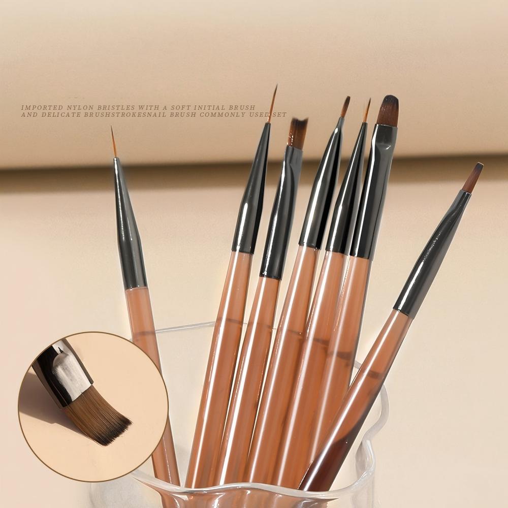 9本入りマルチヘッドネイルアートブラシセット、琥珀色の木製ハ - Nail Art Brush Set のレビューと価格
