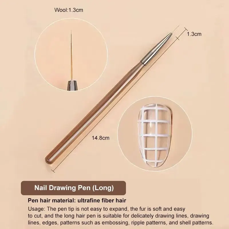 9本入りマルチヘッドネイルアートブラシセット、琥珀色の木製ハ - Nail Art Brush Set のレビューと価格