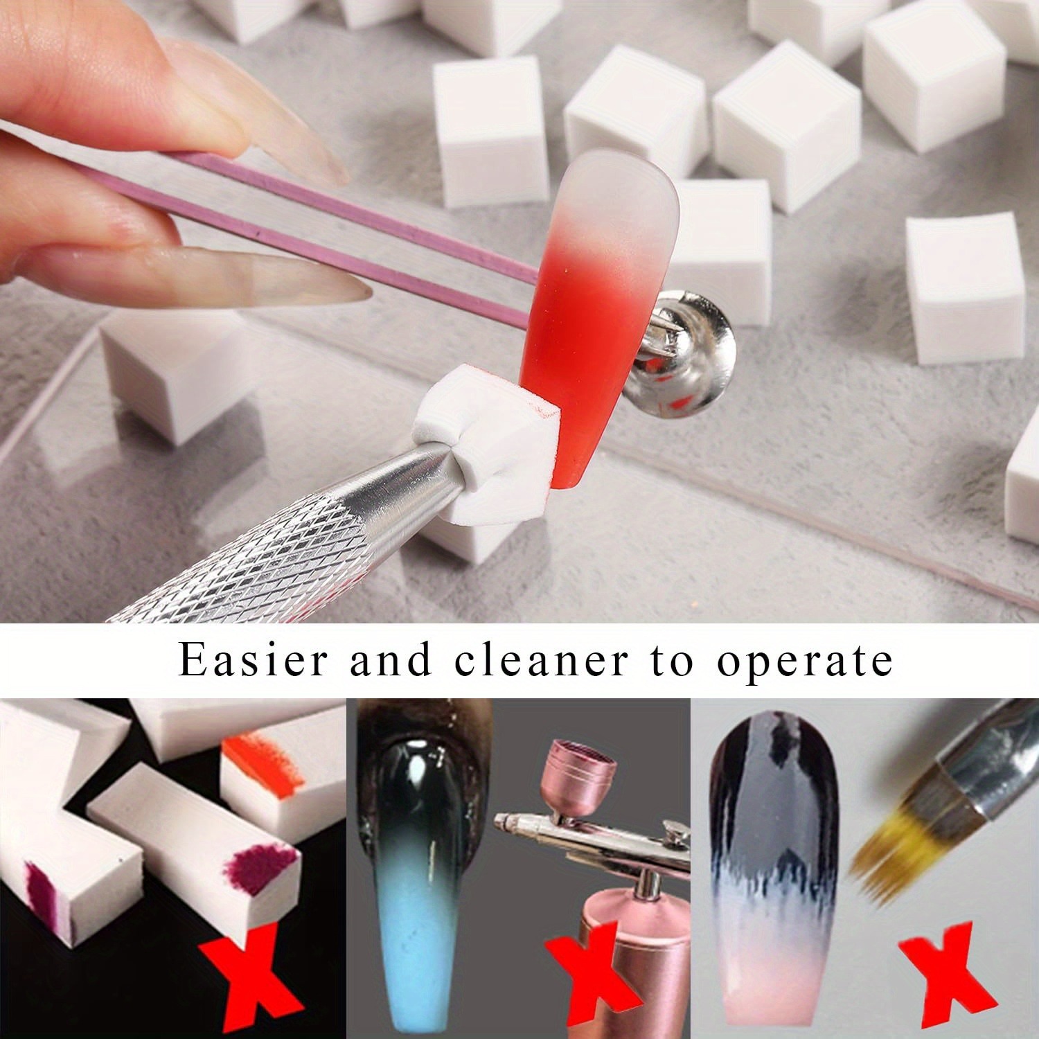 1/50/100 個正方形ネイルアートスポンジセットグラデー - Nail Art Brush Set のレビューと価格