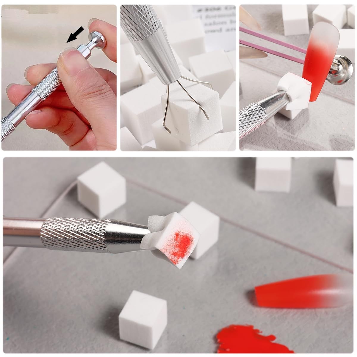 1/50/100 個正方形ネイルアートスポンジセットグラデー - Nail Art Brush Set のレビューと価格