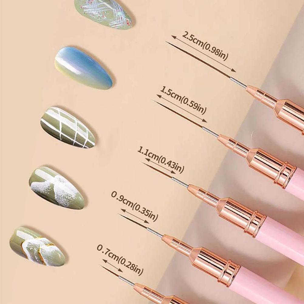 5本入りネイルアートライナーブラシセット、プロ用UVジェルネ - Nail Art Brush Set のレビューと価格