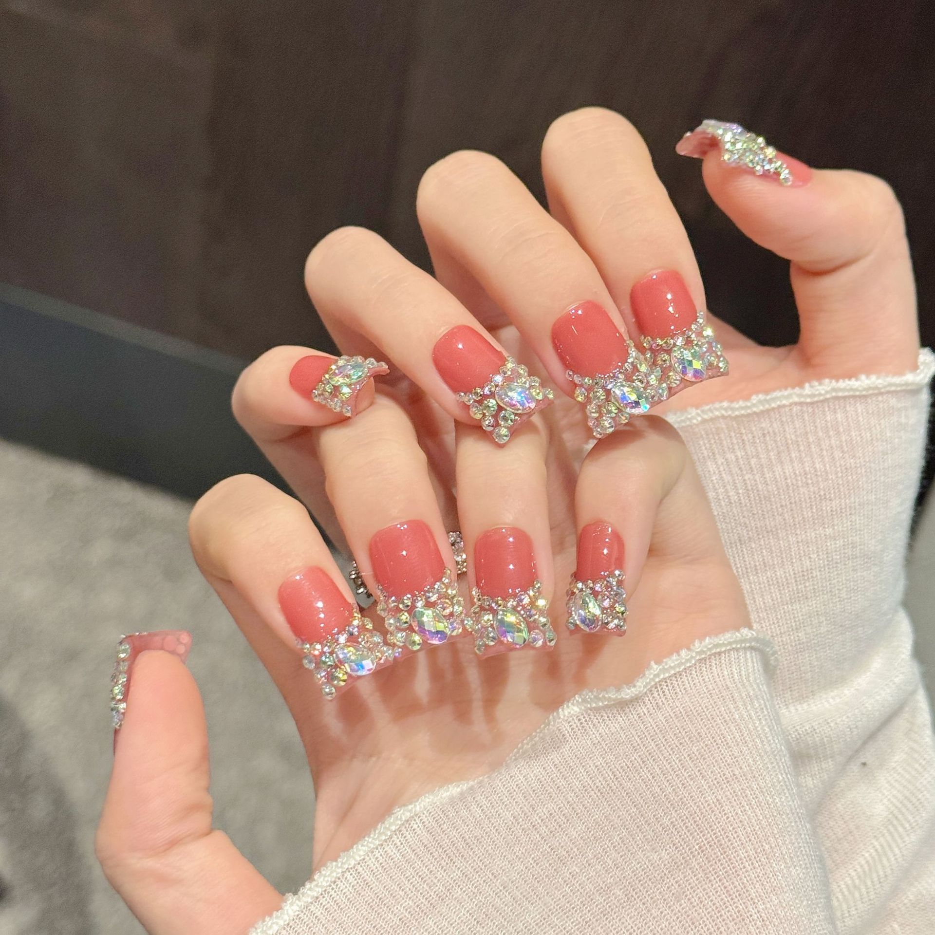 10個入り フラッシュダイヤモンド フレンチスタイル つけ爪 - Nail Art Fake のレビューと価格