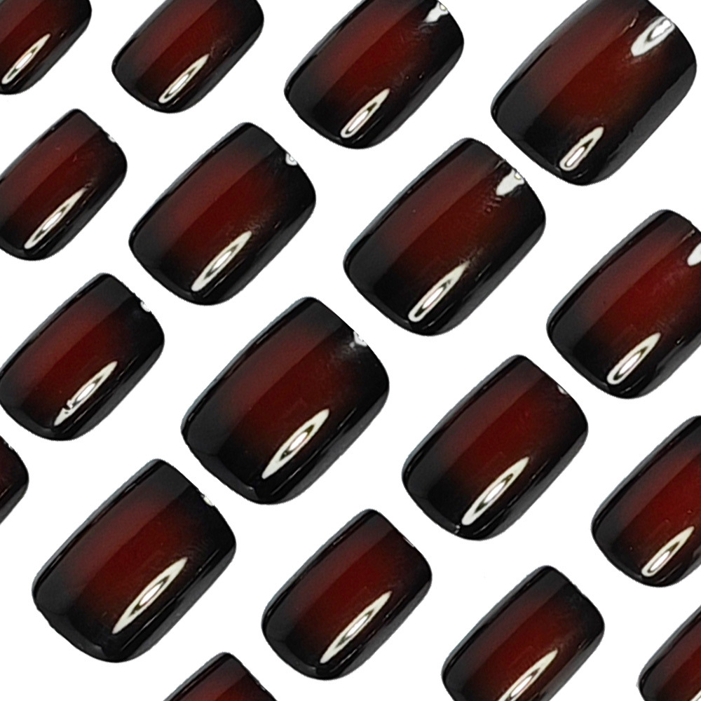 女性用ショートスクエアフェイクネイル、グラデーションブラック - Nail Art Fake のレビューと価格