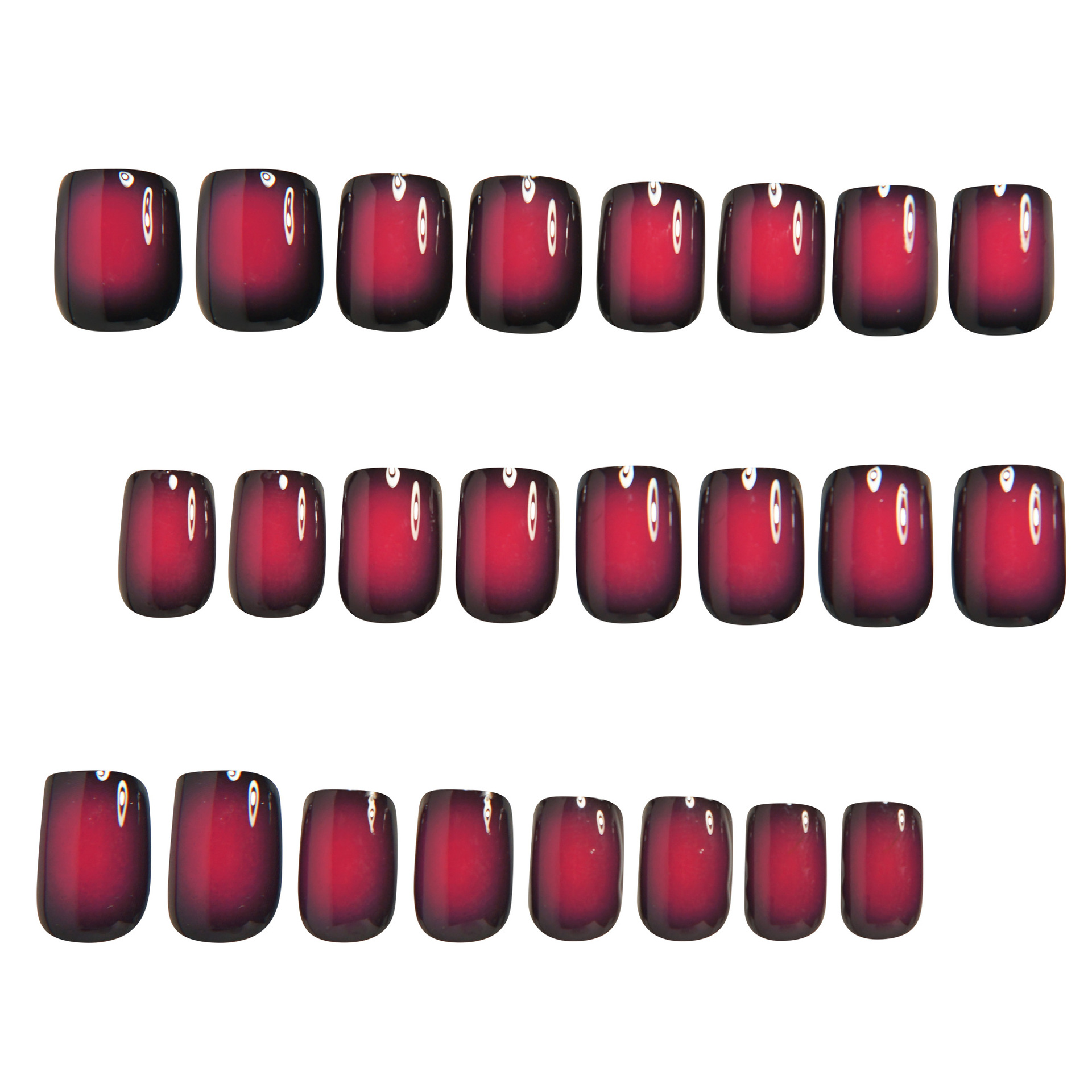 女性用ショートスクエアフェイクネイル、グラデーションブラック - Nail Art Fake のレビューと価格