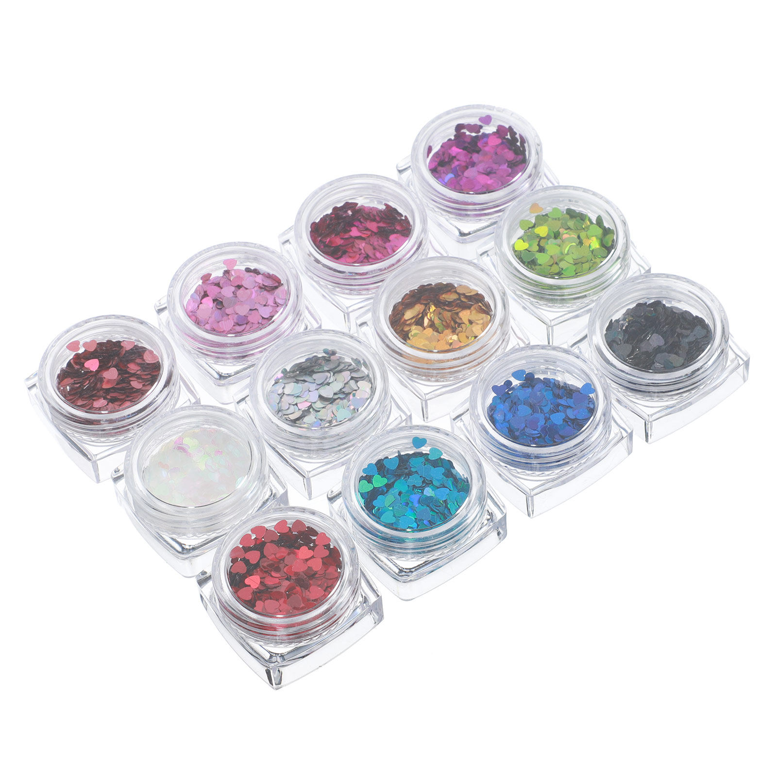 1 セットシャイニングハートネイルスパンコールレーザーカット - Nail Art Valentines Day のレビューと価格