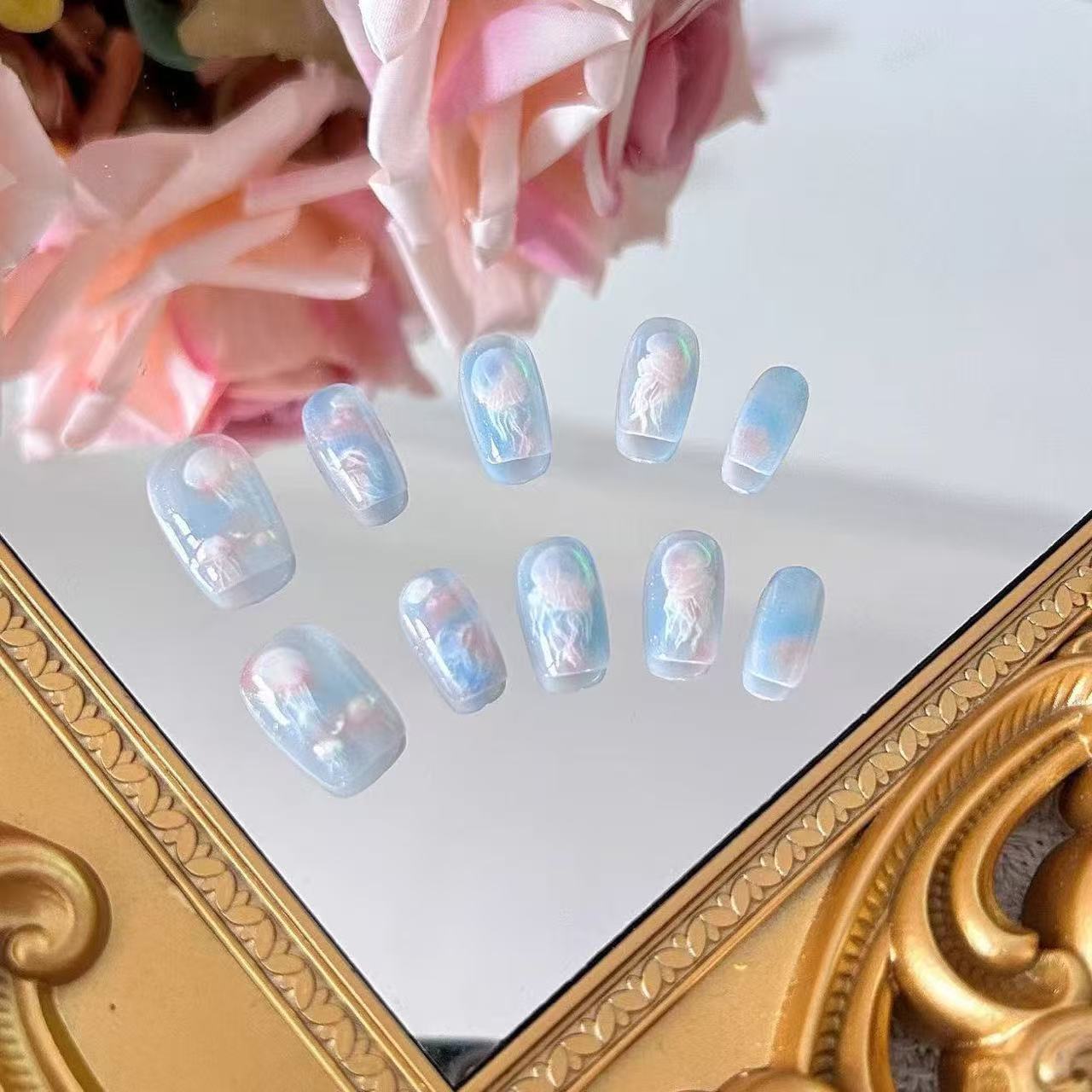 10枚入り レディース カラフル ドリーミー クラゲ 新作  - Nail Art Fake のレビューと価格