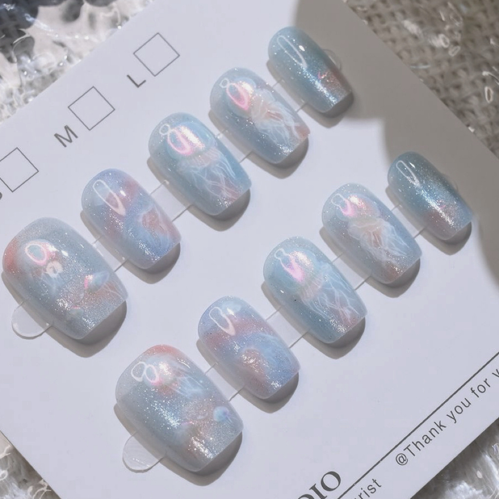 10枚入り レディース カラフル ドリーミー クラゲ 新作  - Nail Art Fake のレビューと価格