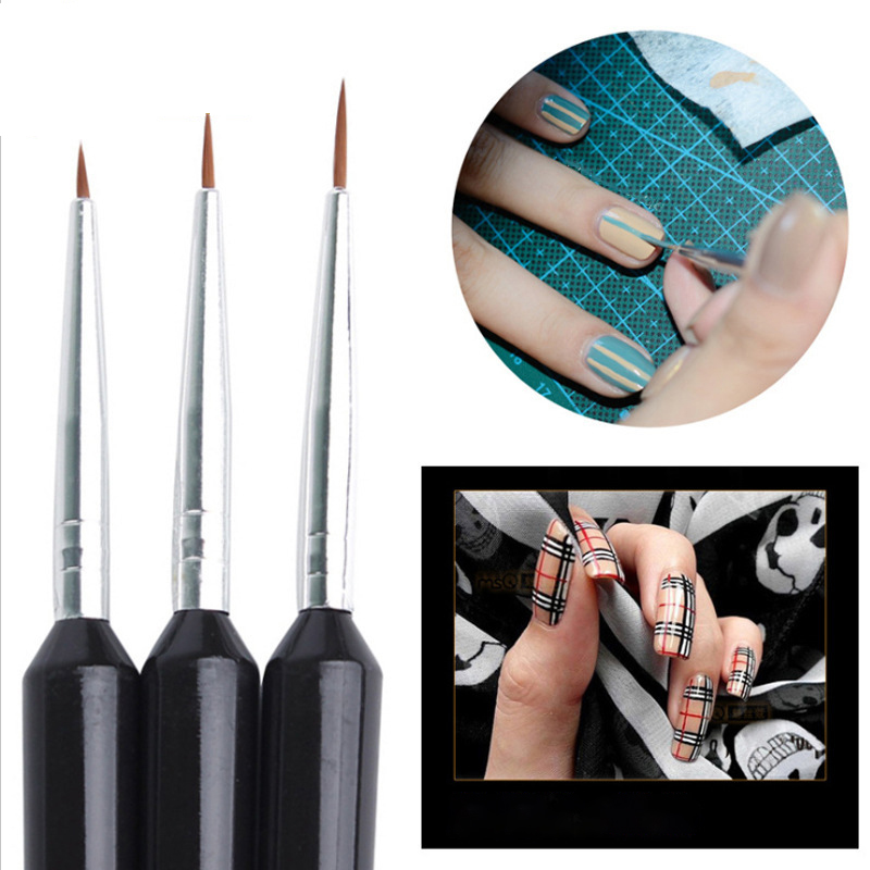 3 個の超微細ネイルアートライナーブラシセット黒ハンドル小毛 - Nail Art Brush Set のレビューと価格
