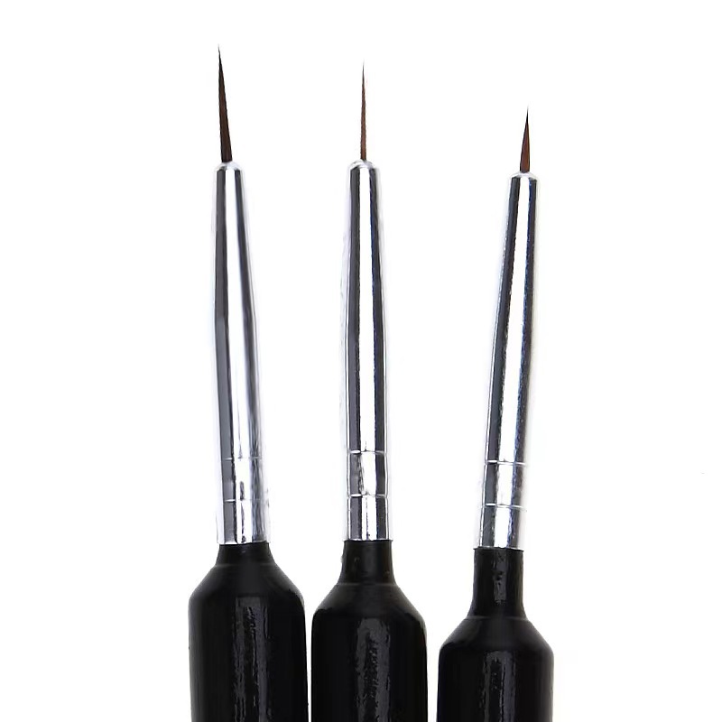 3 個の超微細ネイルアートライナーブラシセット黒ハンドル小毛 - Nail Art Brush Set のレビューと価格
