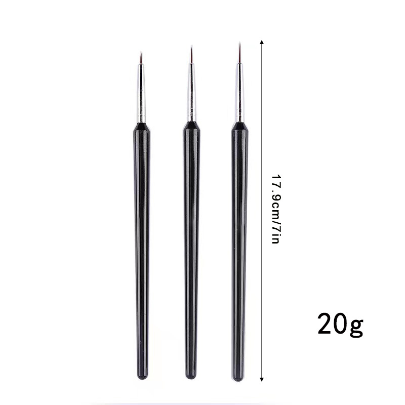 3 個の超微細ネイルアートライナーブラシセット黒ハンドル小毛 - Nail Art Brush Set のレビューと価格