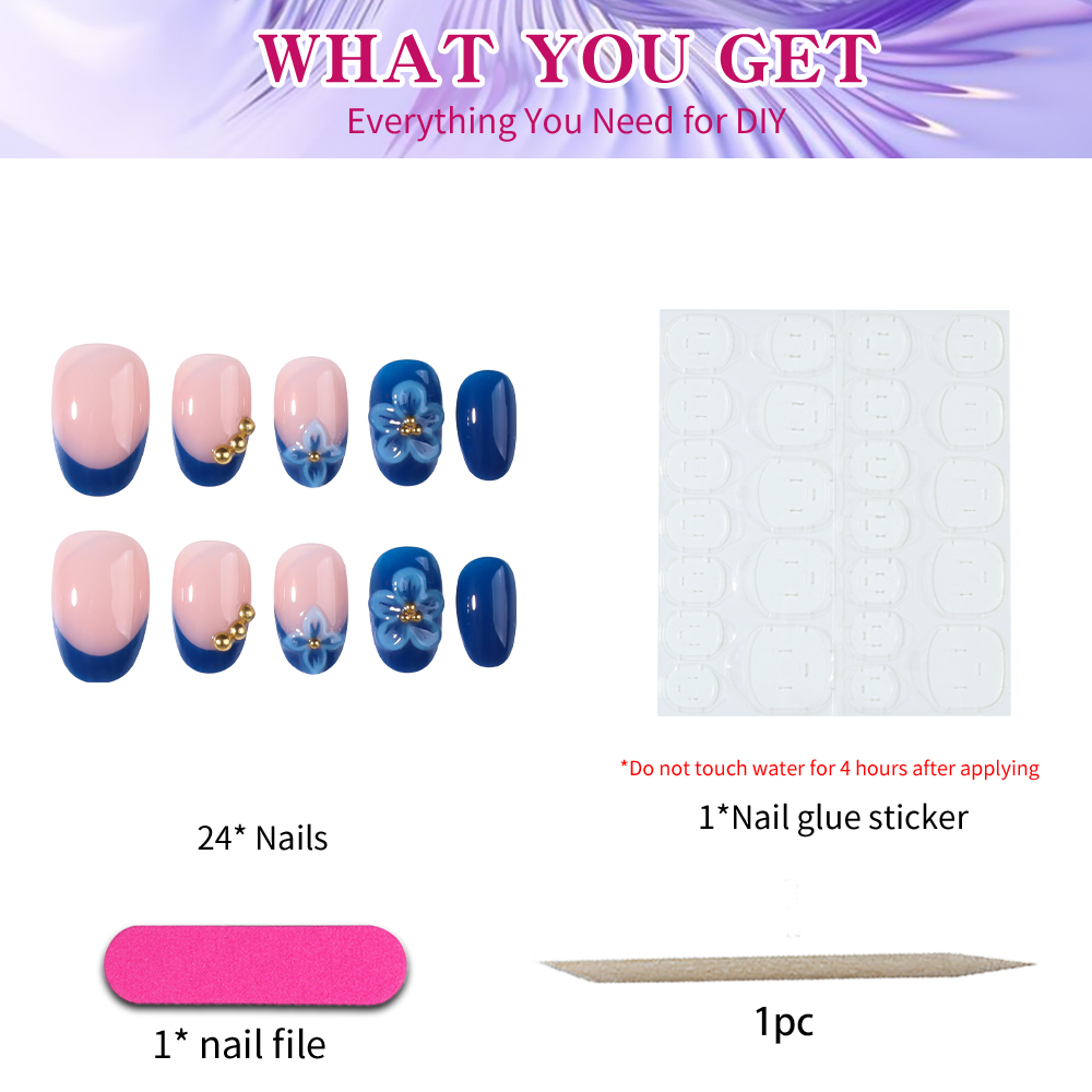 24枚入り ショートオーバル 3Dジェルネイルステッカー、フ - Nail Art Flower のレビューと価格