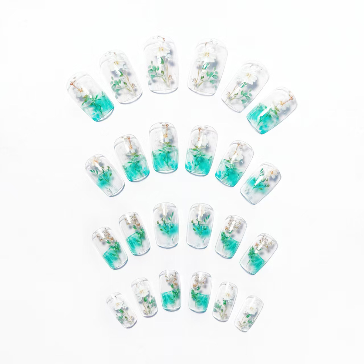 女性・女の子向けミディアムサイズのフェイクネイル、半透明グラ - Nail Art Flower のレビューと価格
