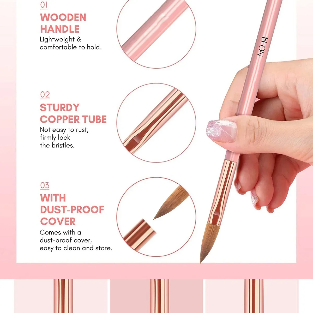 ネイルアートペン特別なネイルアートセット 3 ピンク木製ロッ - Nail Art Brush Set のレビューと価格