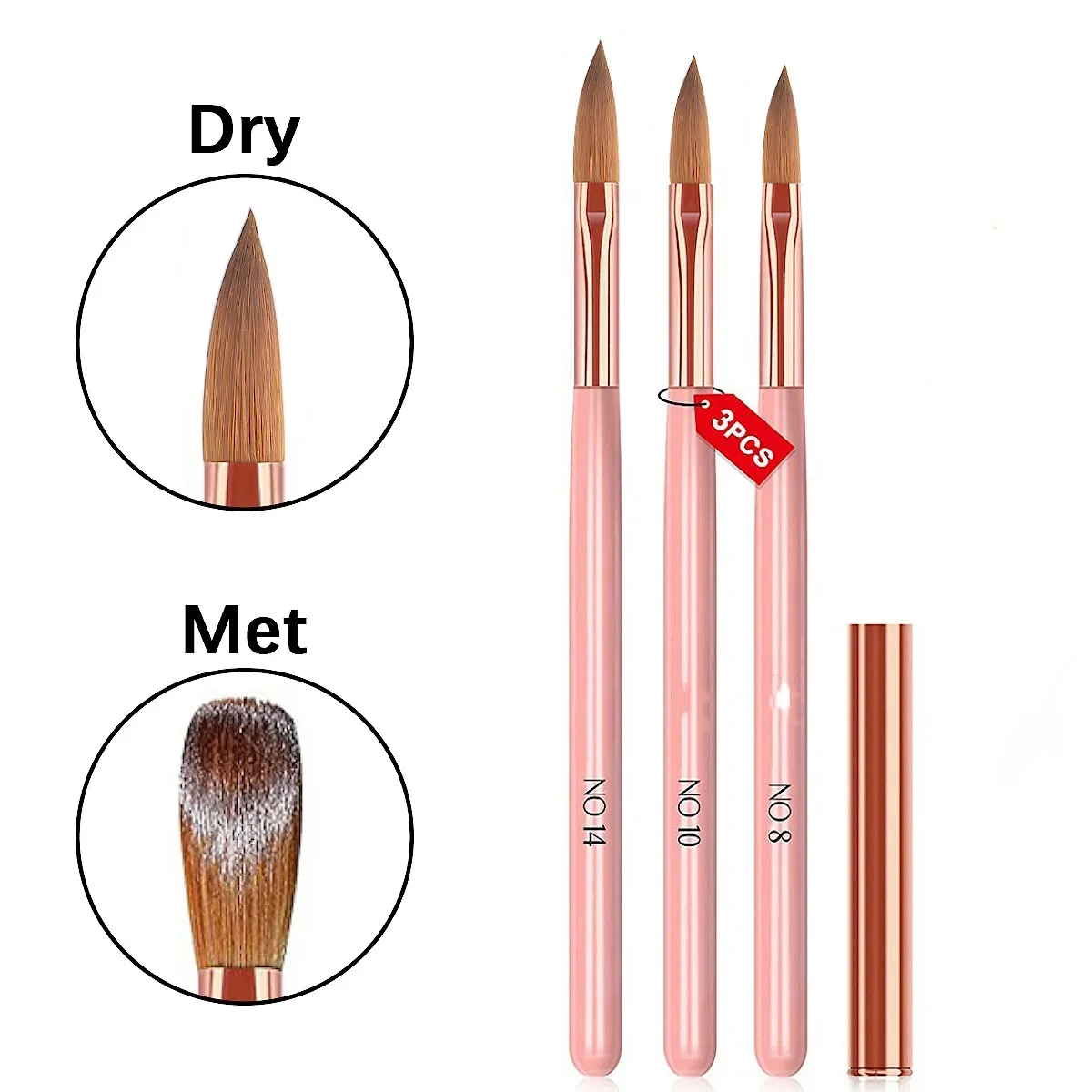 ネイルアートペン特別なネイルアートセット 3 ピンク木製ロッ - Nail Art Brush Set のレビューと価格