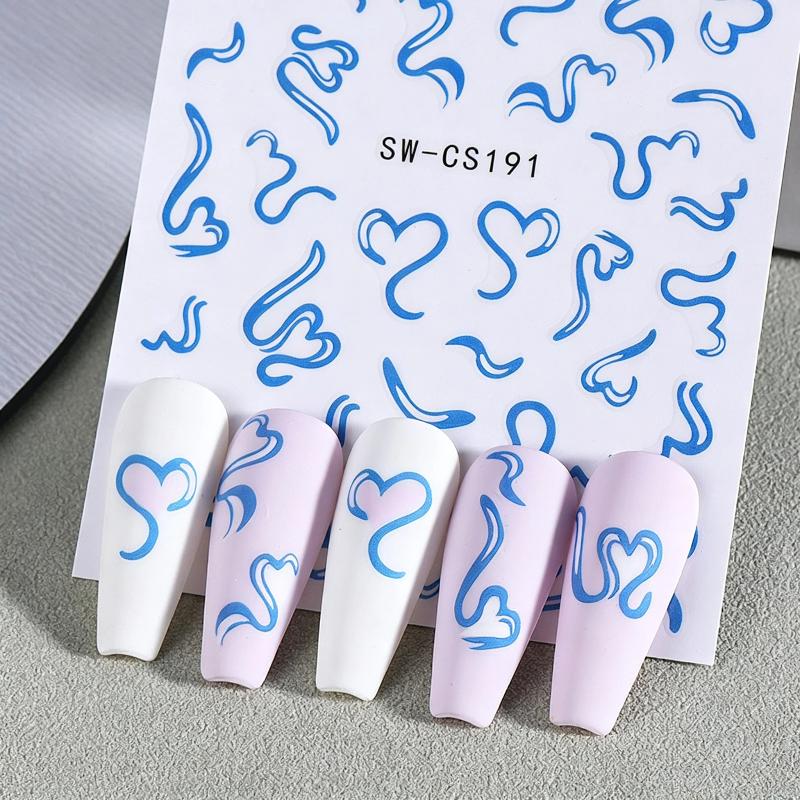 2 シート甘いネイルアートステッカーバレンタインデーリボンハ - Nail Art Valentines Day のレビューと価格