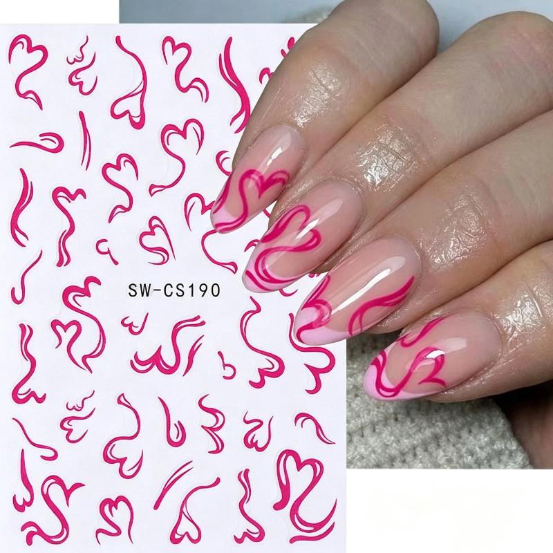 2 シート甘いネイルアートステッカーバレンタインデーリボンハ - Nail Art Valentines Day のレビューと価格