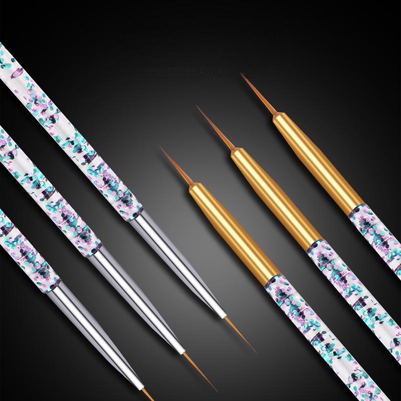 3本セット 透明フローサンドネイルアートライナーブラシ 極細 - Nail Art Brush Set のレビューと価格