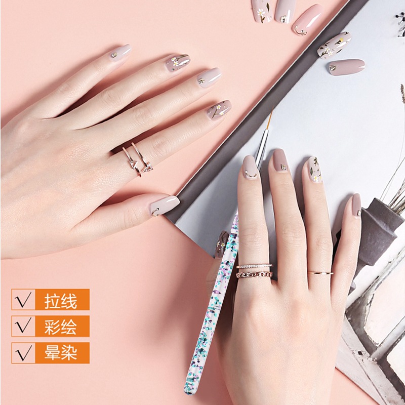 3本セット 透明フローサンドネイルアートライナーブラシ 極細 - Nail Art Brush Set のレビューと価格