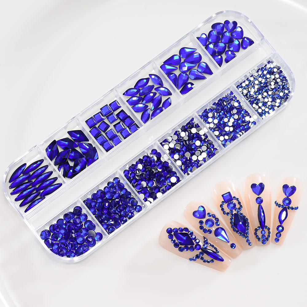 1 ボックスロイヤルブルーネイルアートラインストーン 1.5 - Nail Art Queen のレビューと価格