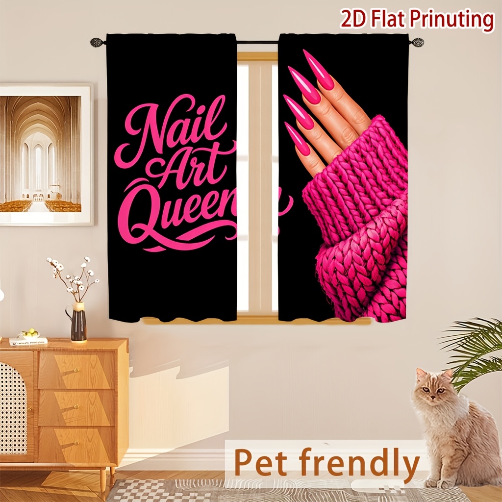ネイルアートクイーンカーテン、ピンクのマニキュアハンドプリン - Nail Art Queen のレビューと価格